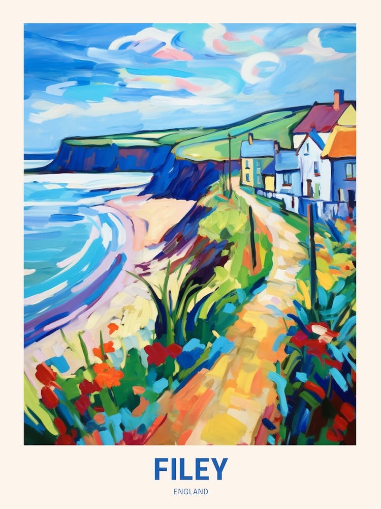 Filey Angleterre 3 Affiche de voyage du Royaume-Uni