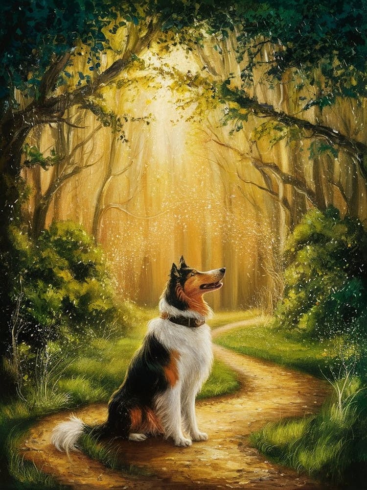 Collie Dog In The Woods