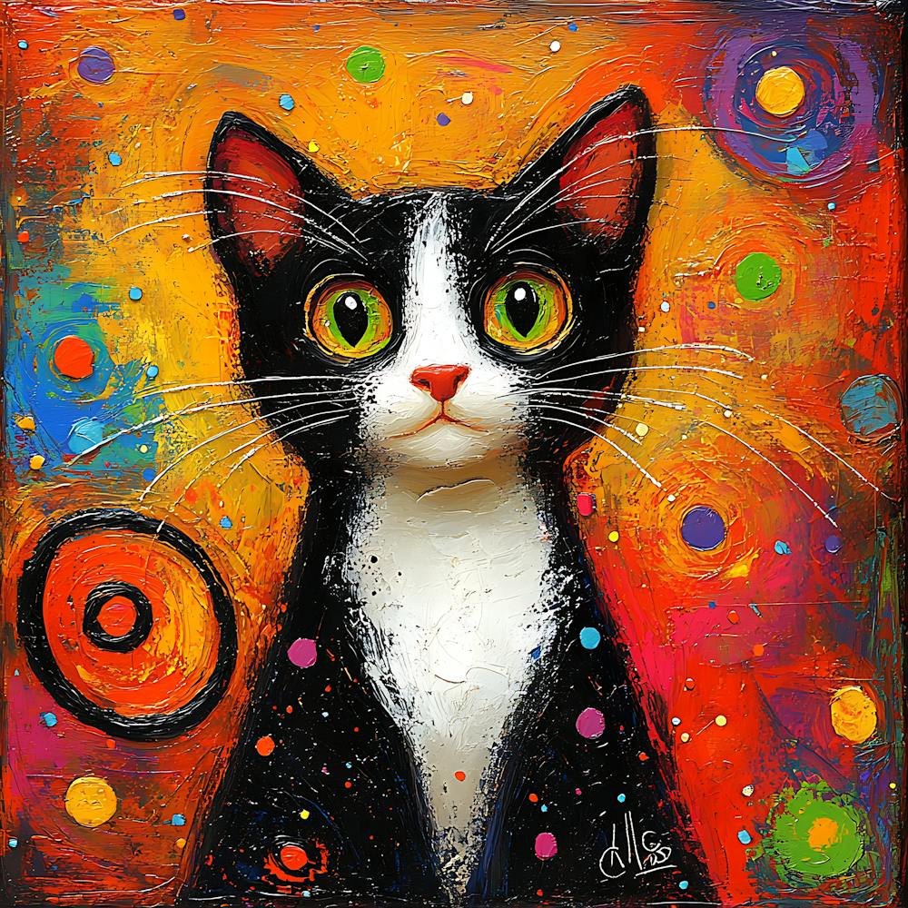 Tuxedo Cat Colorful 7