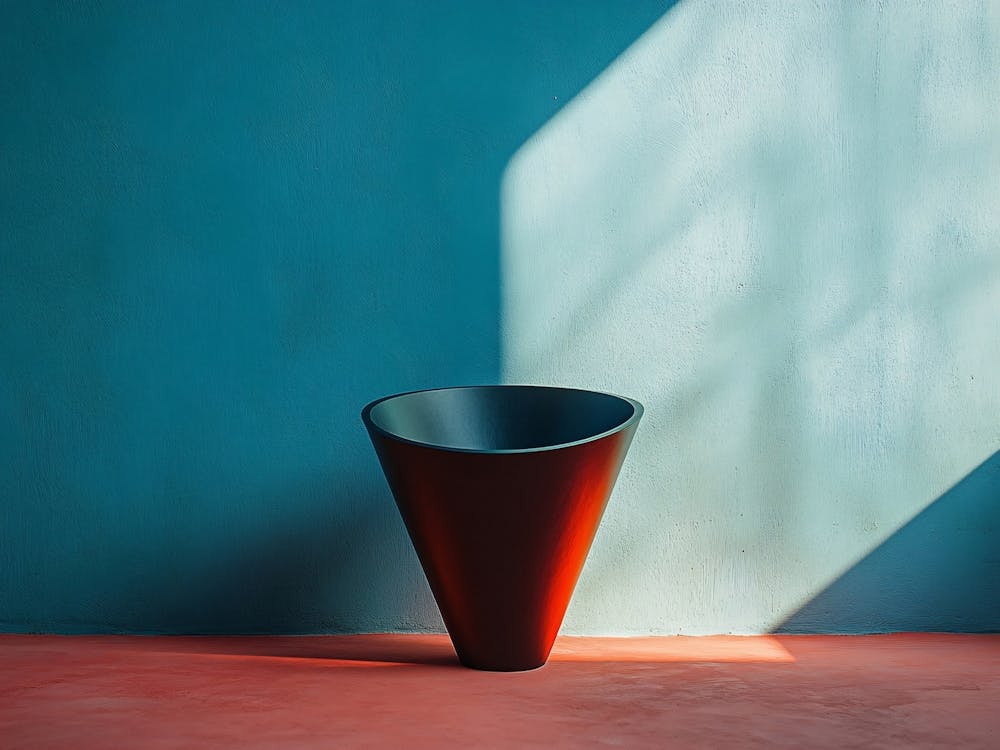 Black Vase In A Blue Room