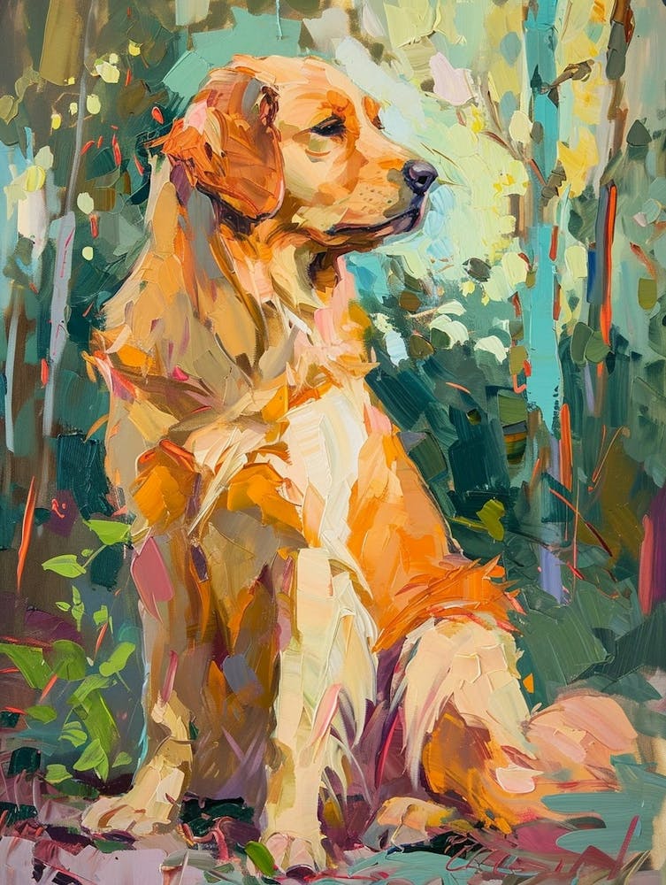 Golden Retriever Acrylic Painting 3
