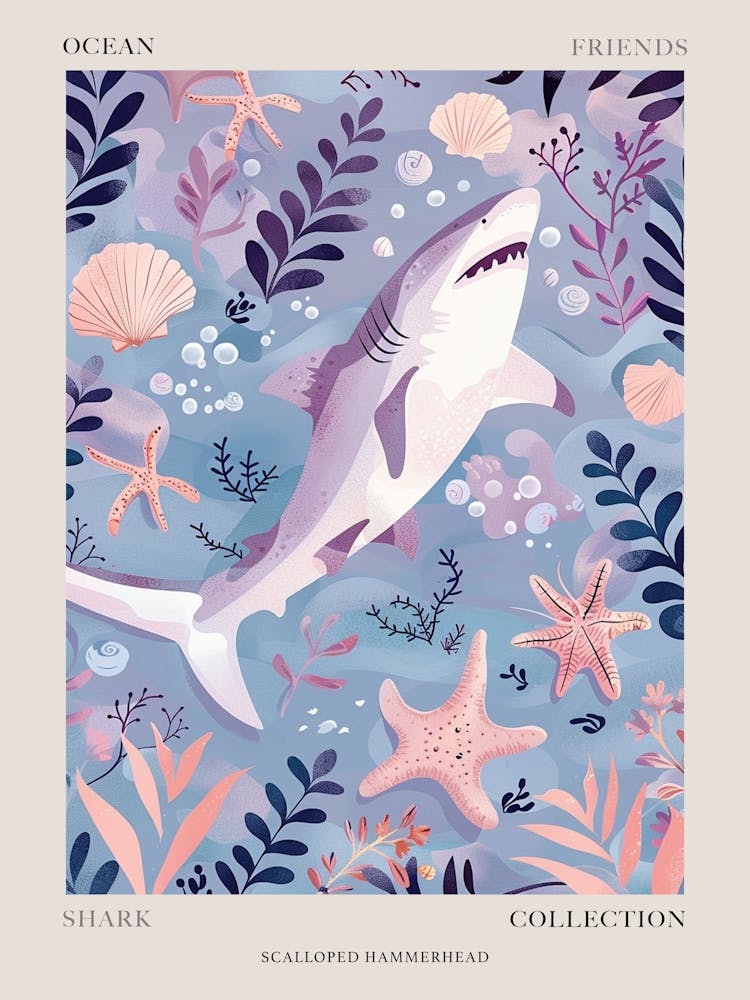 Purple Scalloped Hammerhead Shark 4 Poster