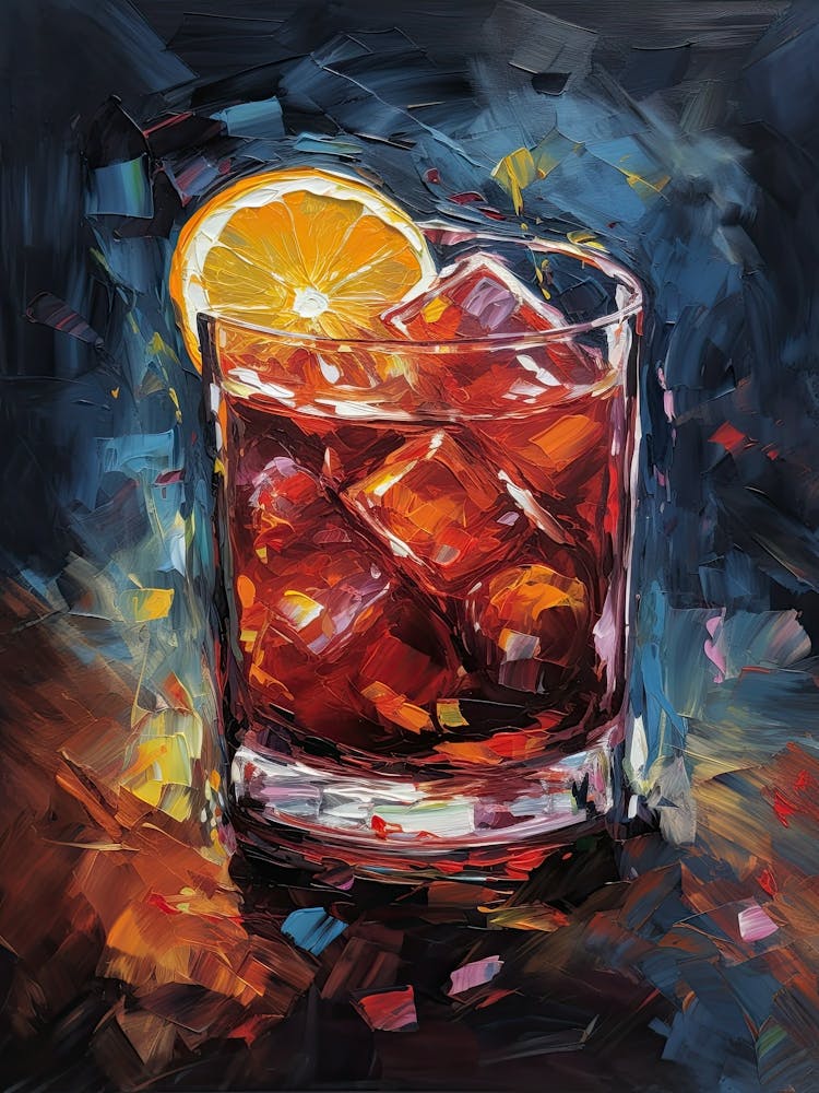 Negroni Cocktail Oil Painting 2