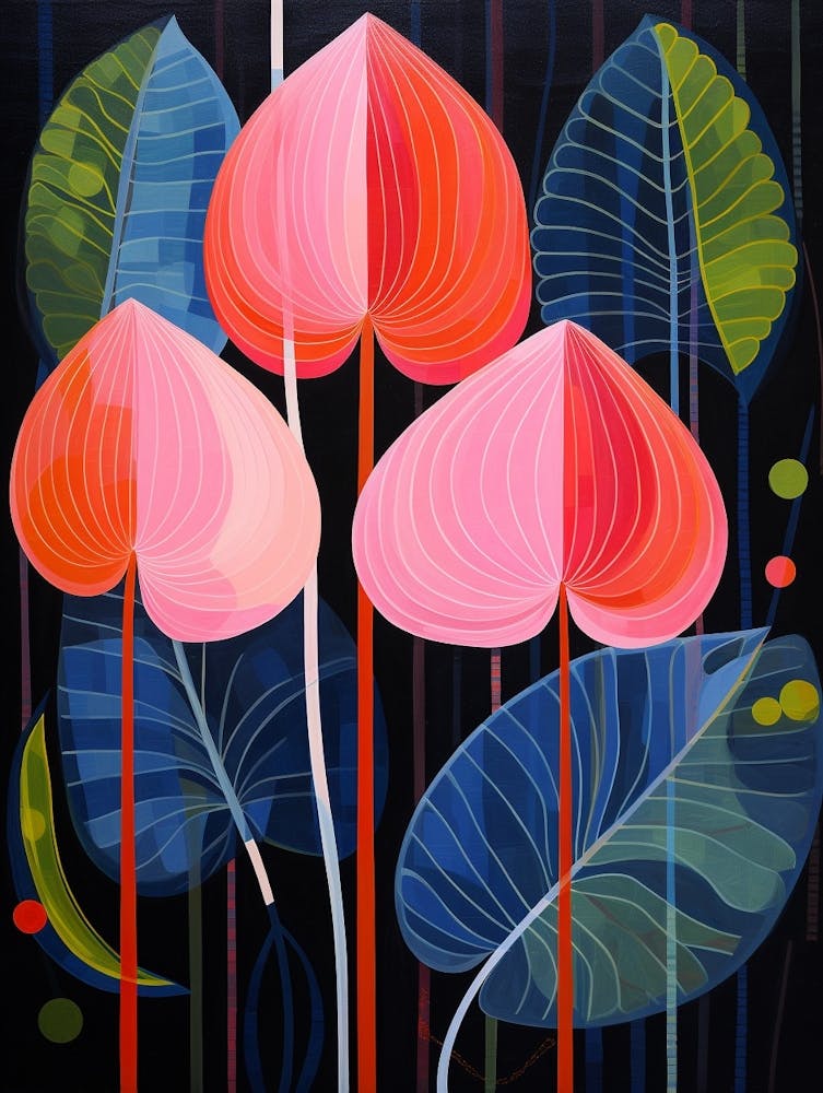 Flamingoblume Anthurium 3 Hilma Af Klint Inspirierte Blumenillustration