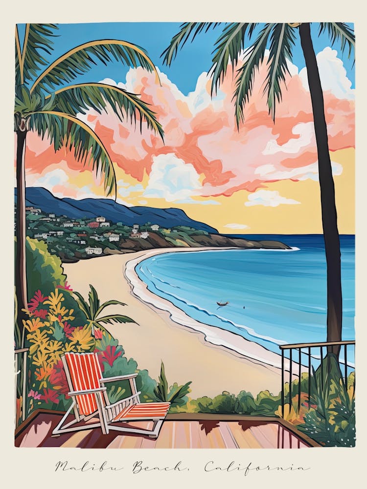 Affiche de Malibu Beach, California, Style Matisse Et Rousseau 3