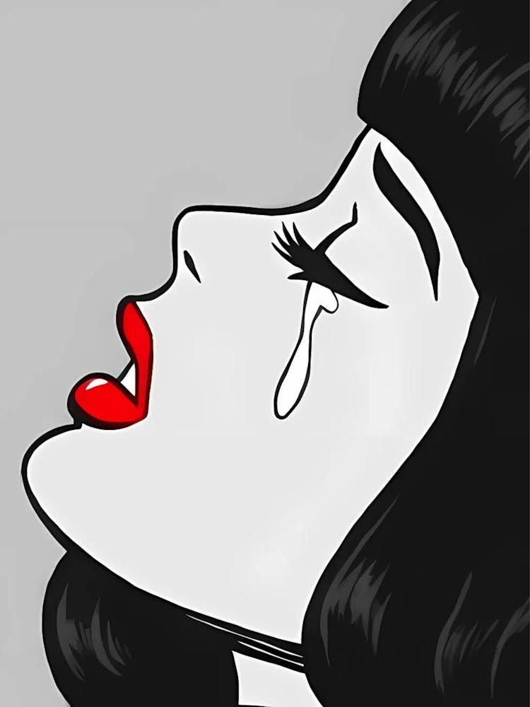 Pop Art Girl Woman Crying