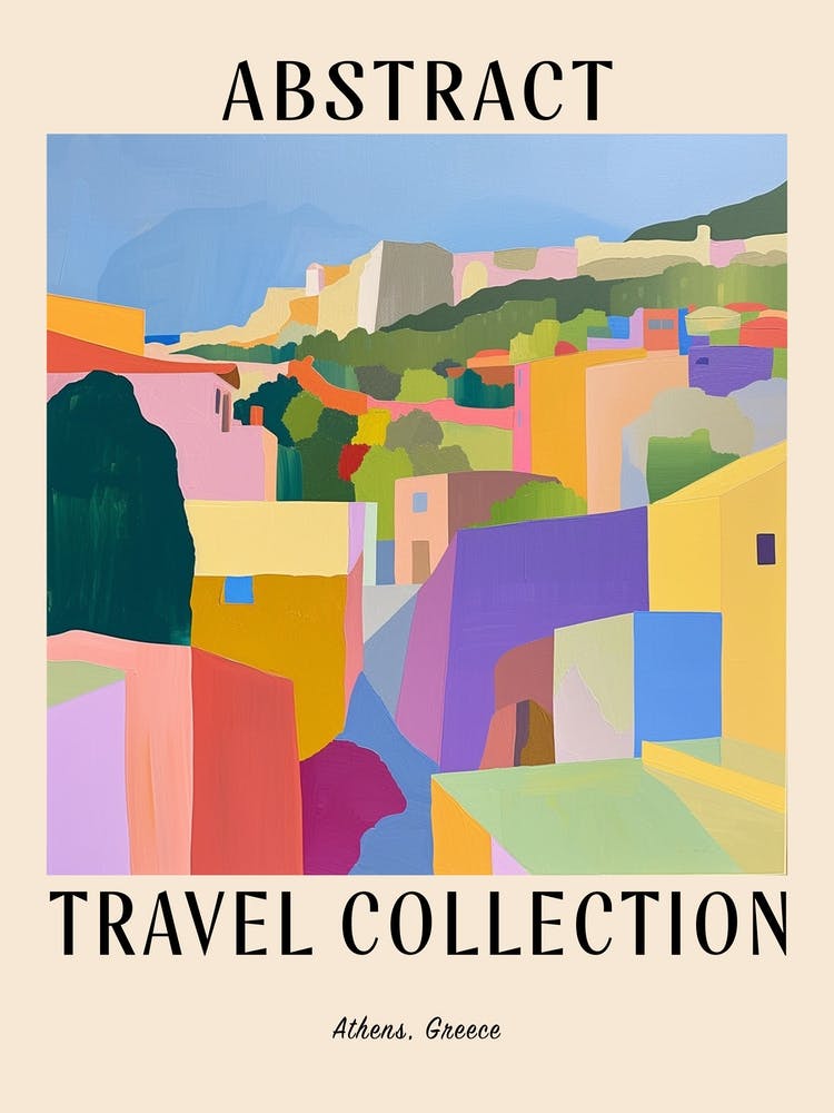 Abstract Travel Collection Poster Athens Greece 1