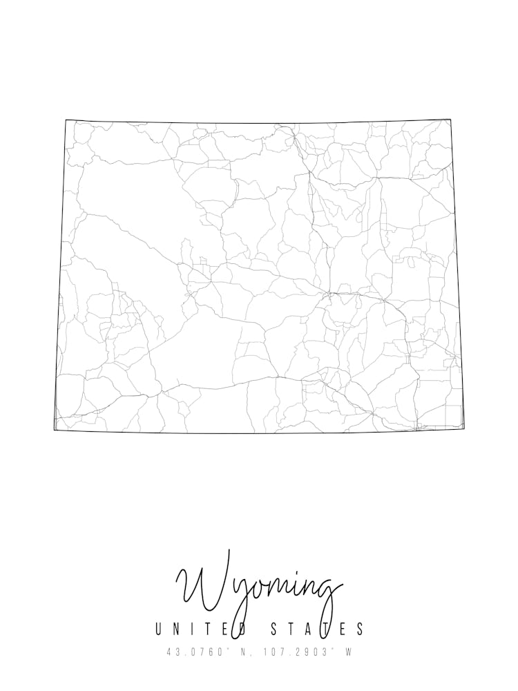 Wyoming Minimal Street Map
