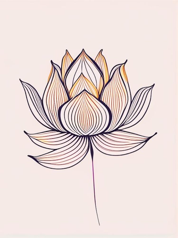 Lotusblumenmuster Minimalistische Strichzeichnung 5