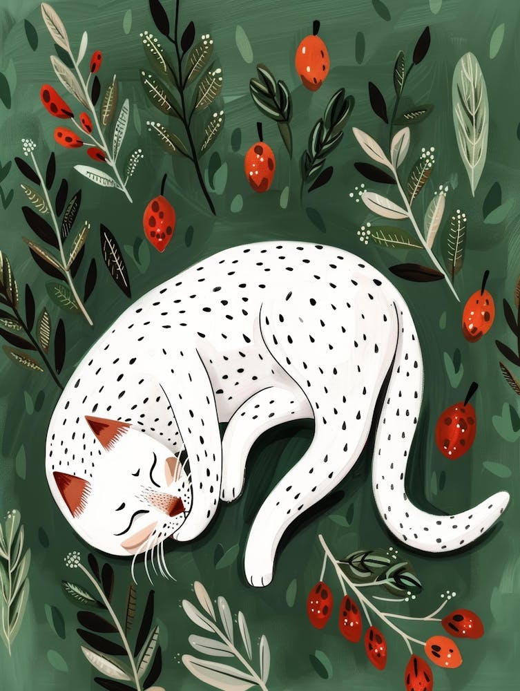 Cat Sleeping In The Forest