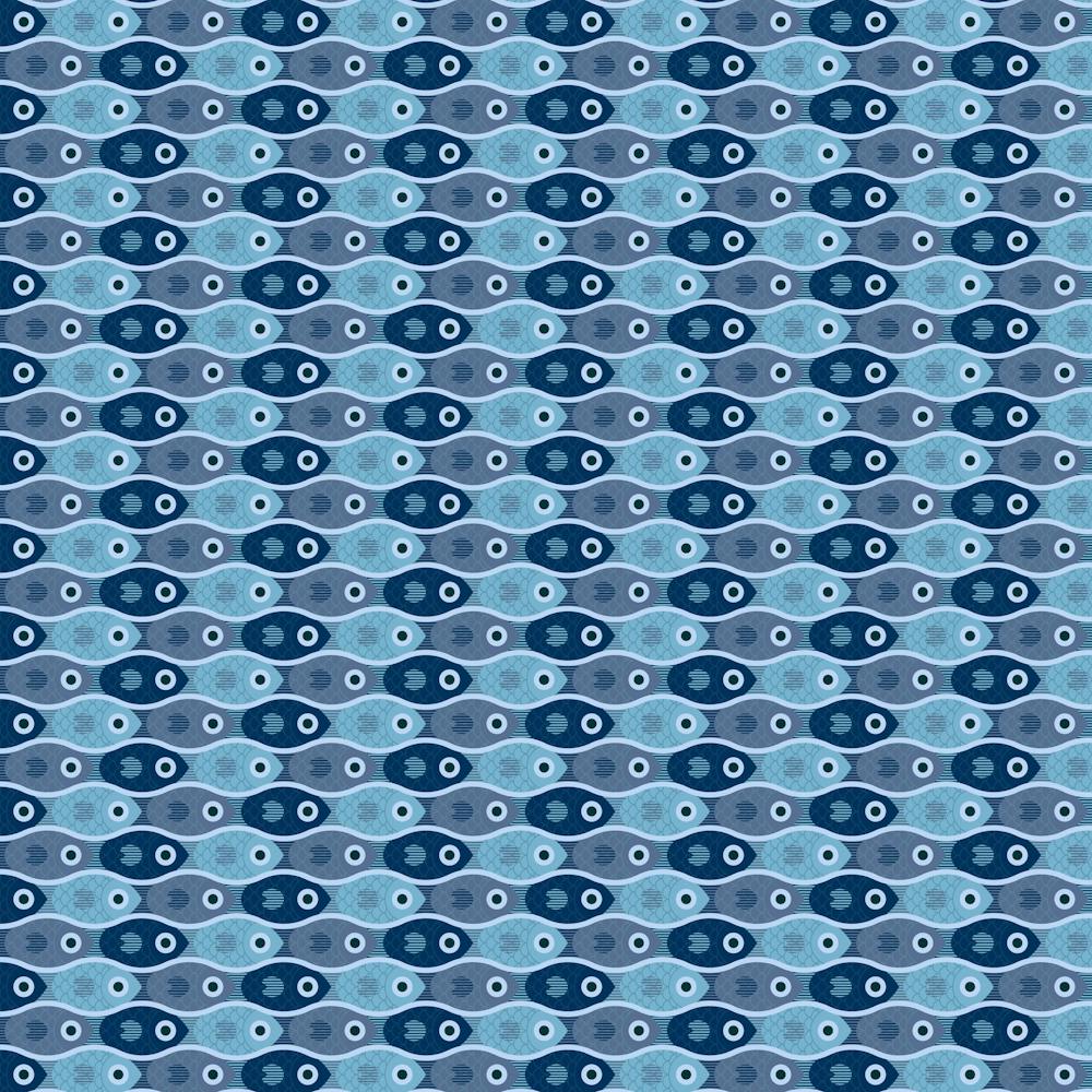 Beach Water Tessellating Fishes In Midnight Blues
