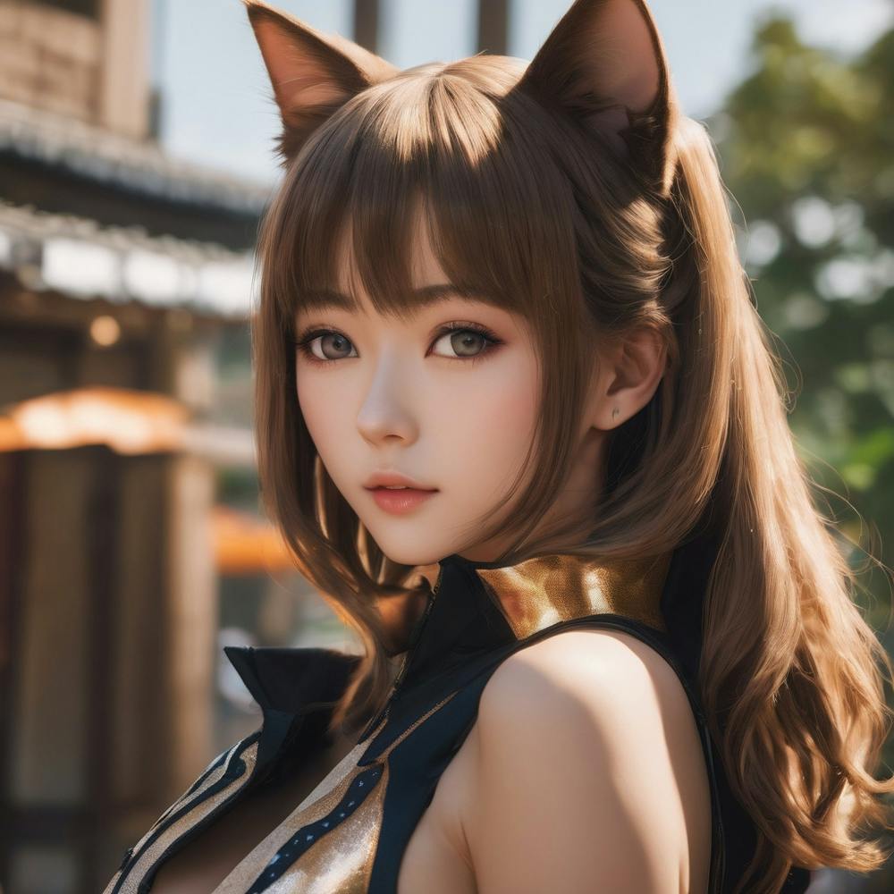 Cute anime girl in cosplay dress
