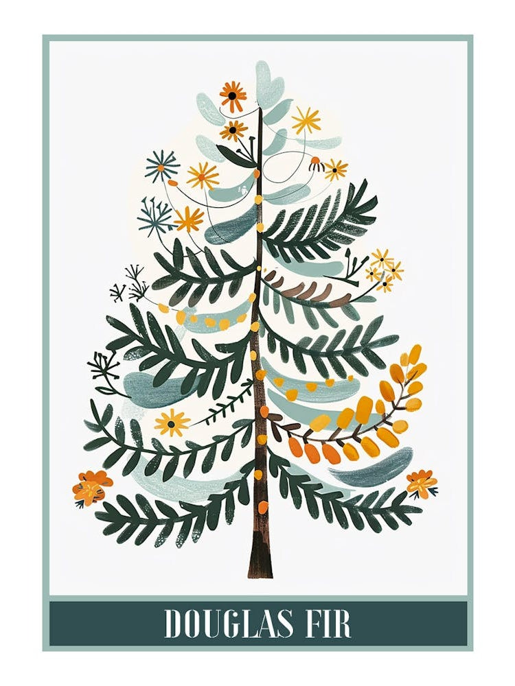 Douglas Fir Tree Illustration Flat 7 Poster