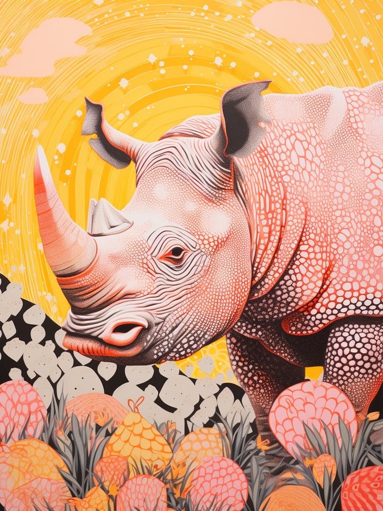 Rhino Sunset & Plants