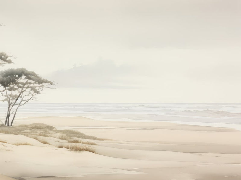 Muted Coastal Watercolor Painting