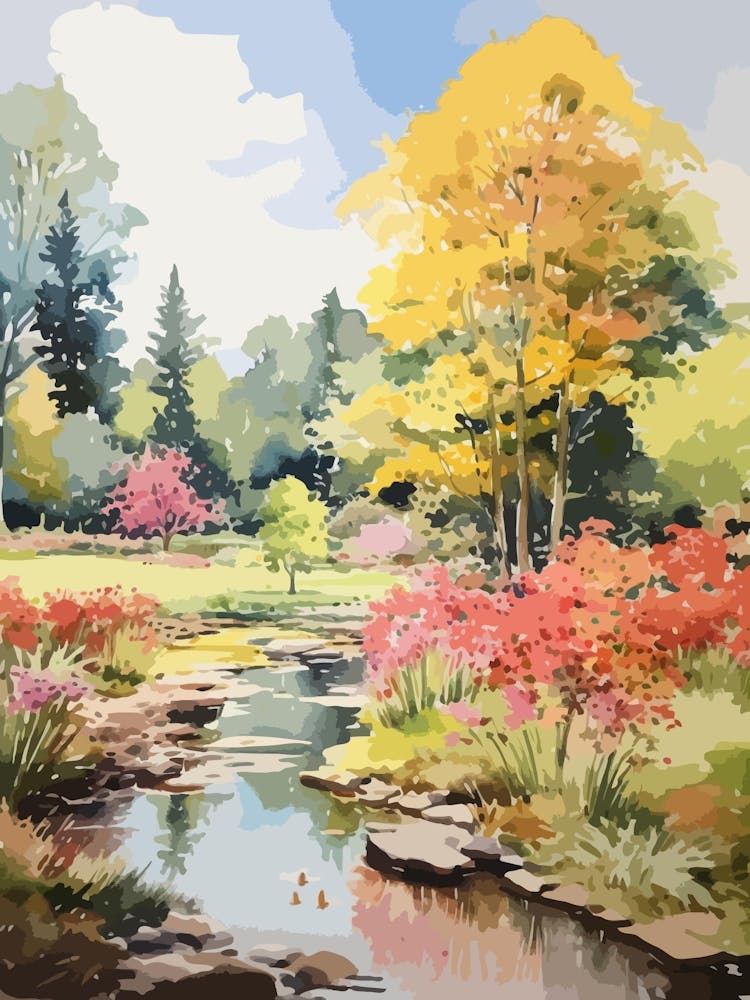 Lewis Ginter Botanical Garden Usa Watercolour