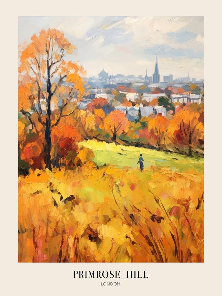 Autumn City Park Painting Primrose Hill London 2 Poster