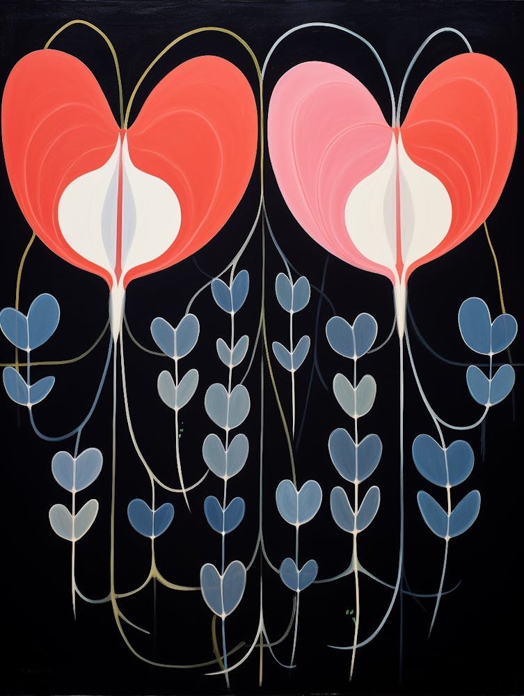 Bleeding Heart Dicentra 1 Hilma Af Klint Inspirierte Blumenillustration