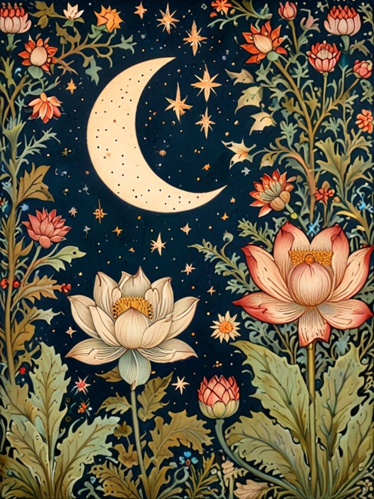 William Morris Moon And Flowers 44