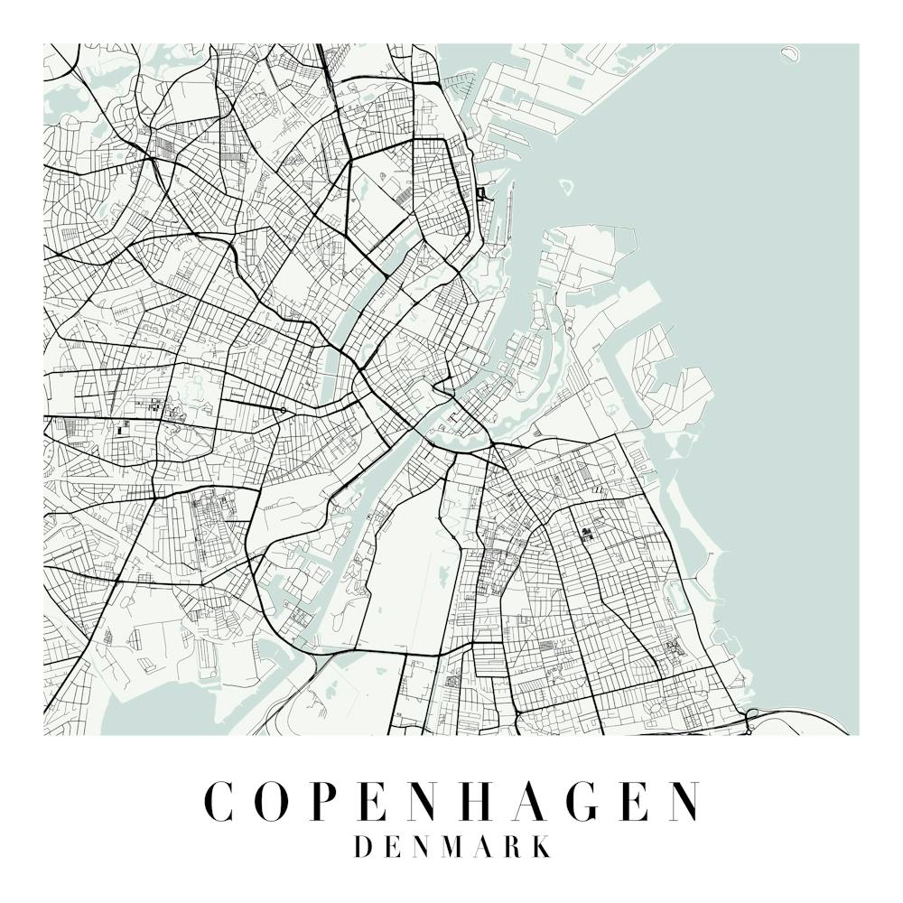 Copenhagen Denmark Street Map Minimal Color Square