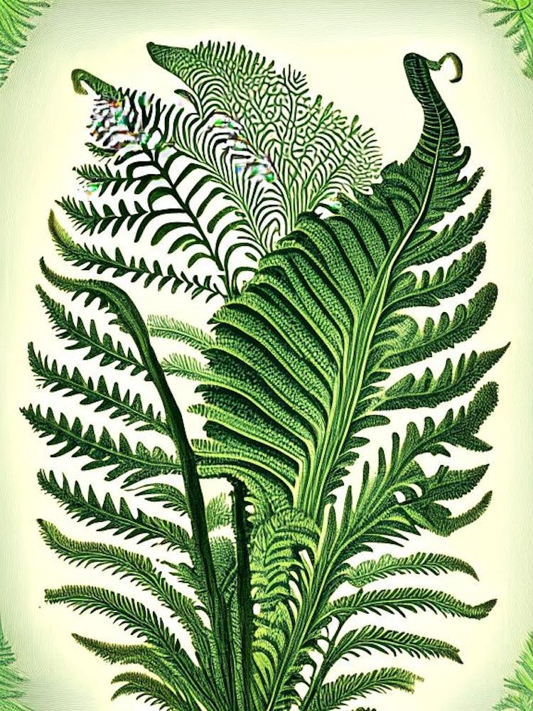 Ostrich Fern Vintage Botanical Poster