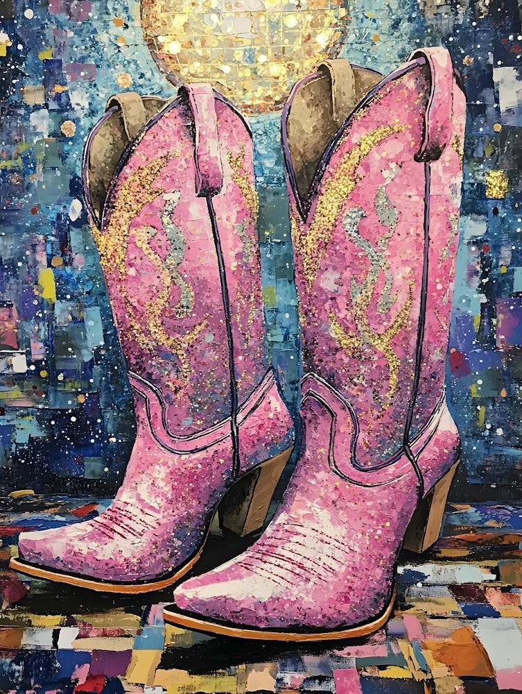Pink Funkelnde Cowgirl-Stiefel 4