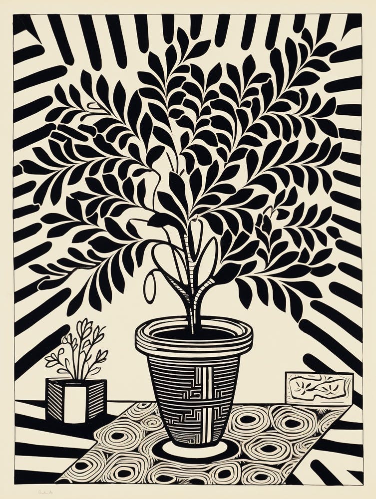 B&W Plant Illustration Zz Plant 10
