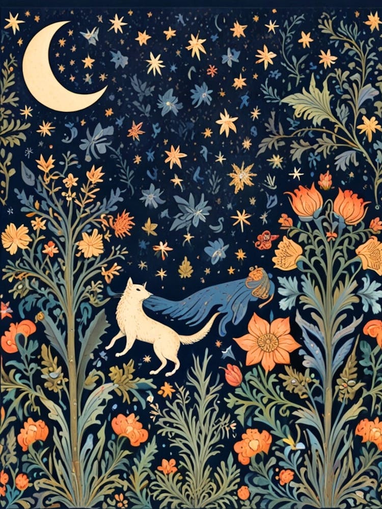 William Morris Cat In The Moonlight 50