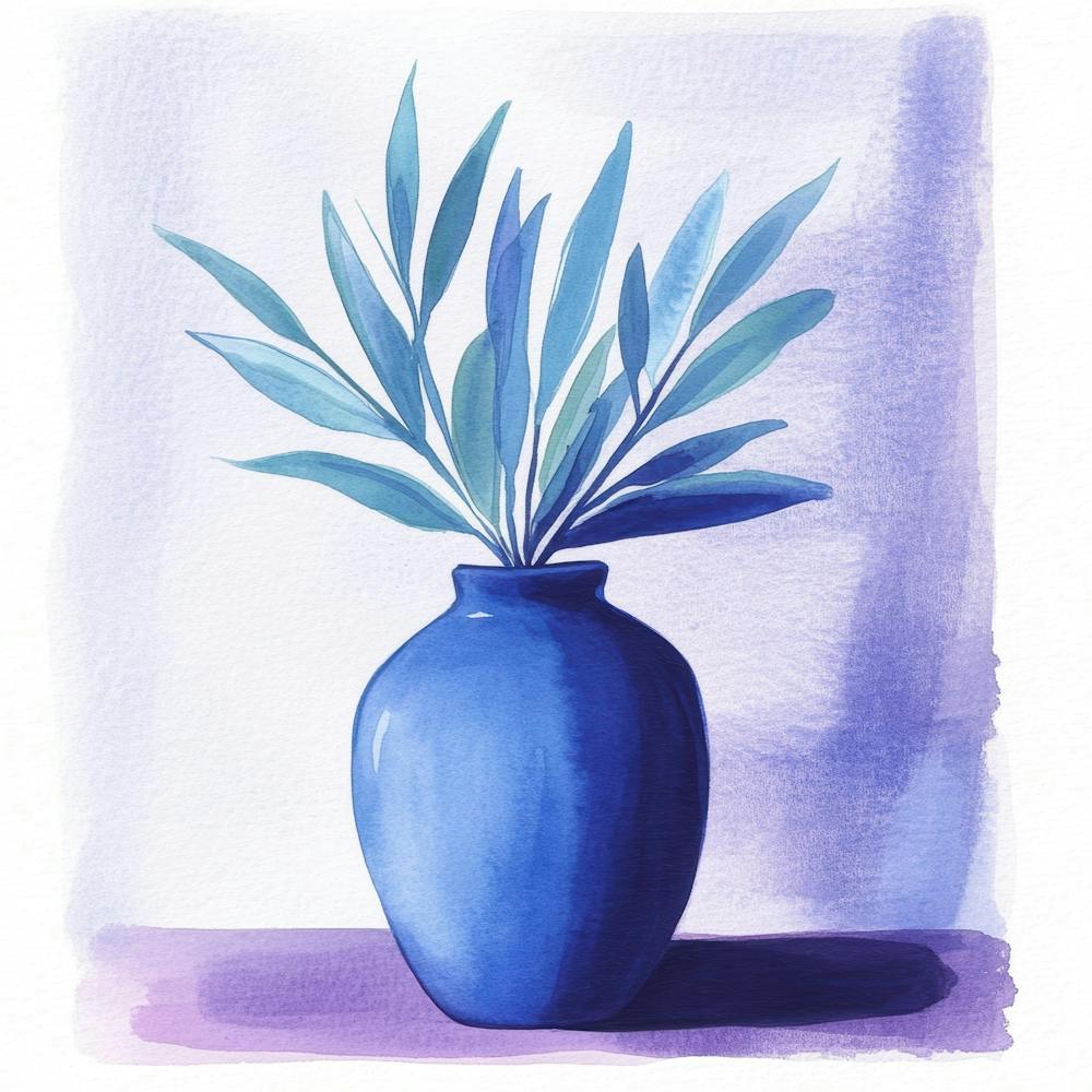 Watercolor Of A Blue Vase