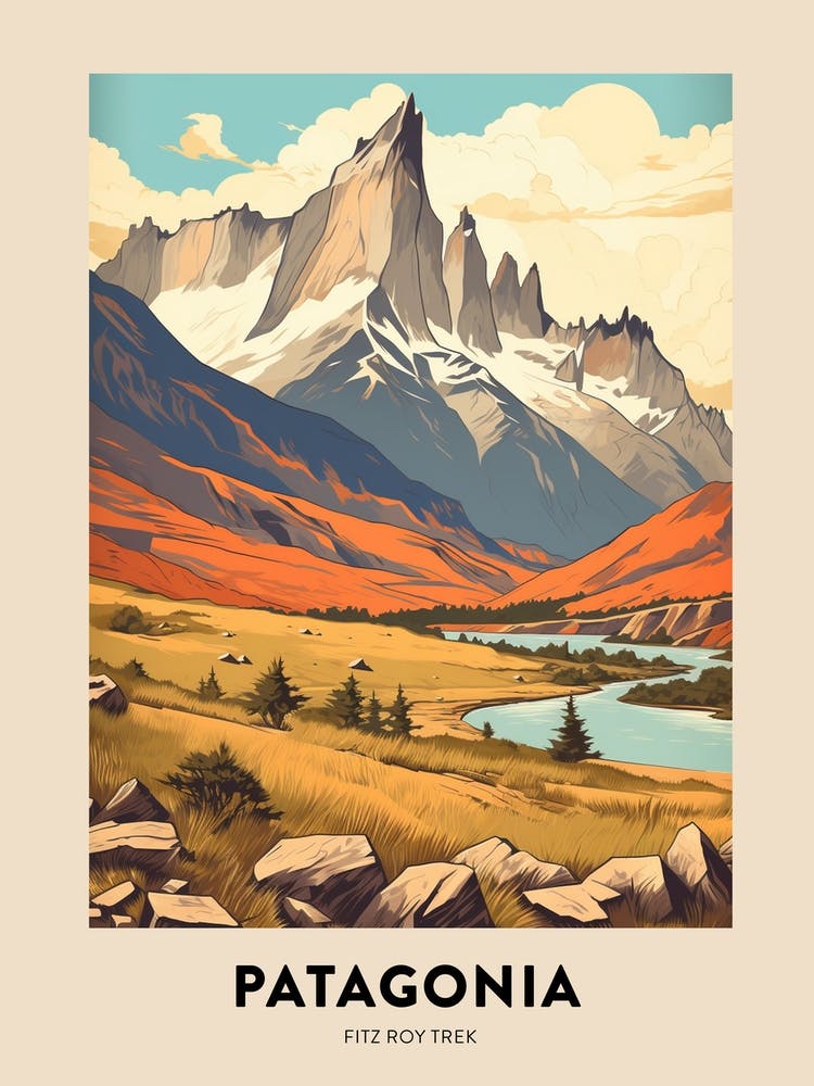Patagonia 1 Vintage Hiking Travel Poster
