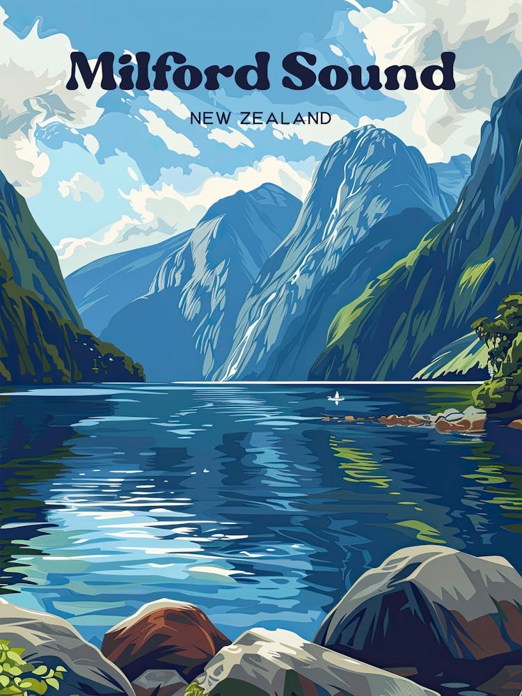 Piopiotahi New Zealand Digital Travel Art