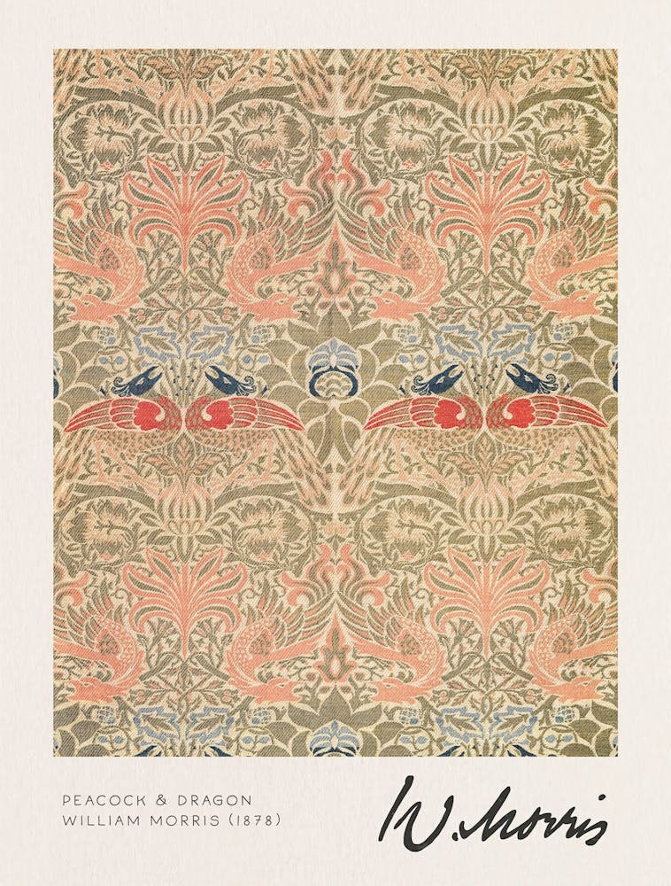 William Morris, Peacock and dragon, William Morris Signature