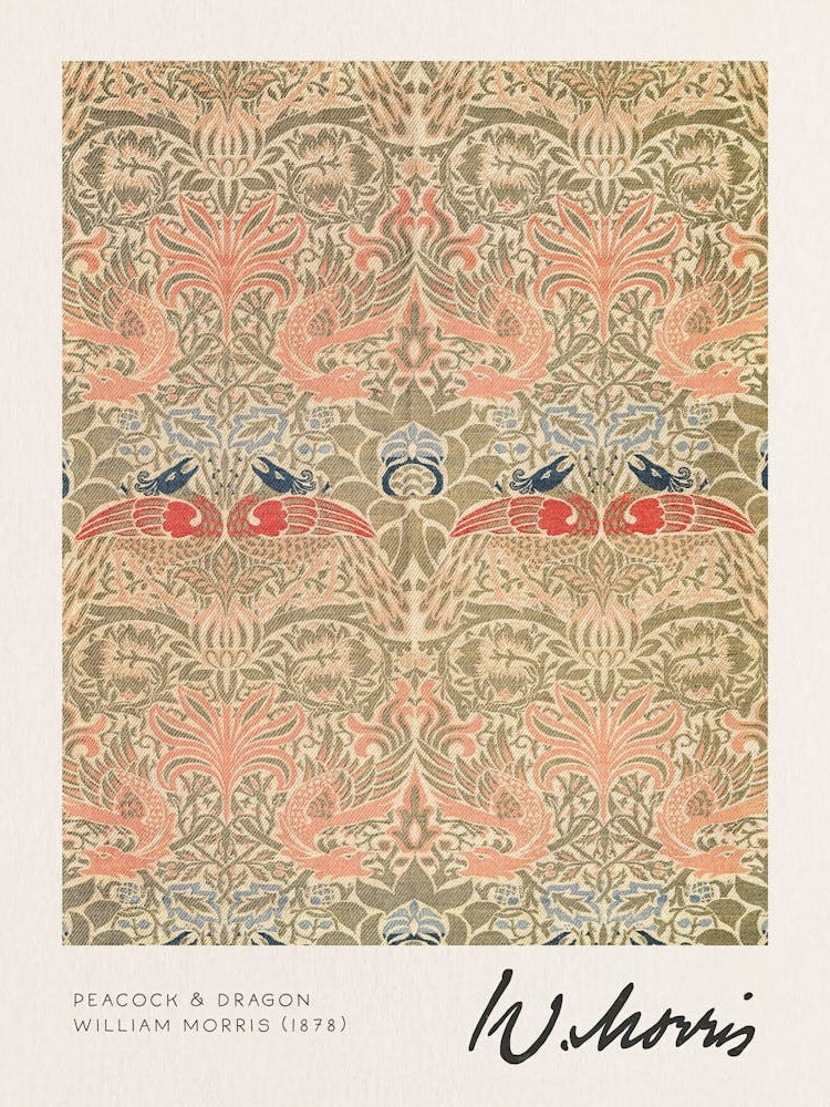William Morris, Peacock and dragon, William Morris Signature