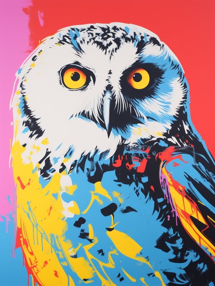 Andy Warhol Style Bird Snowy Owl 1