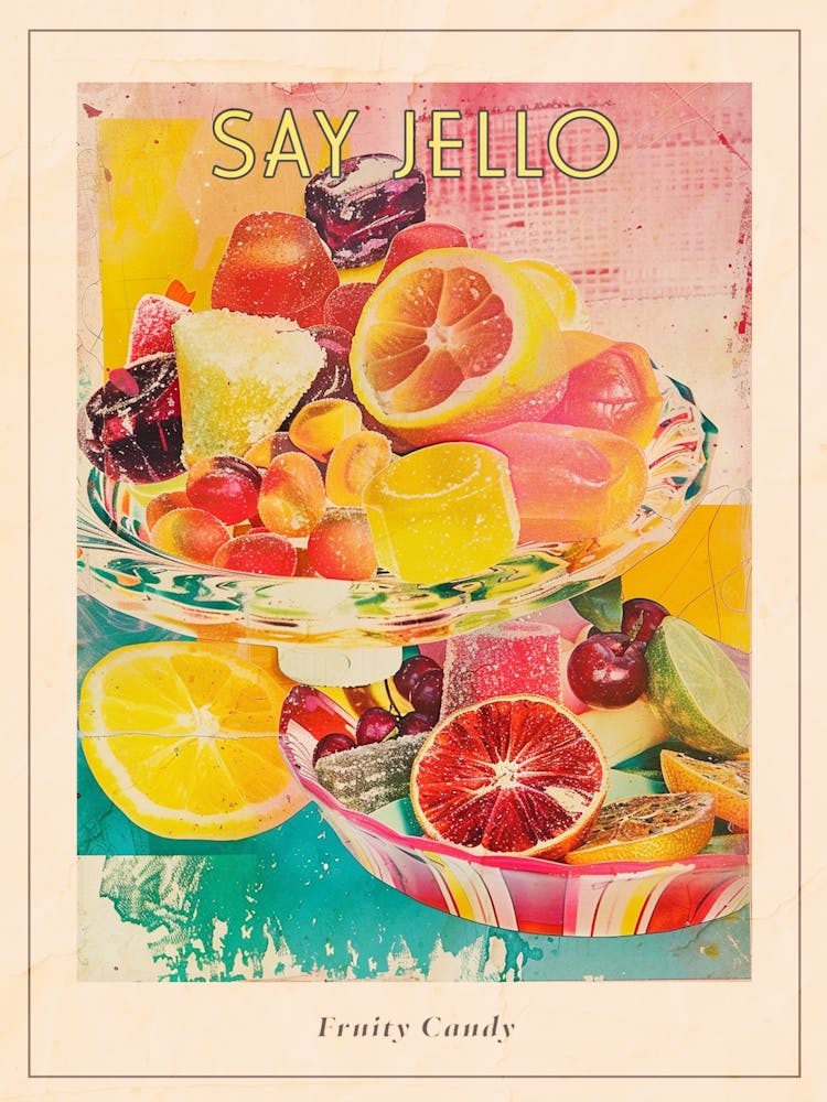 Fruity Jelly Candy Retro Collage 1 Poster