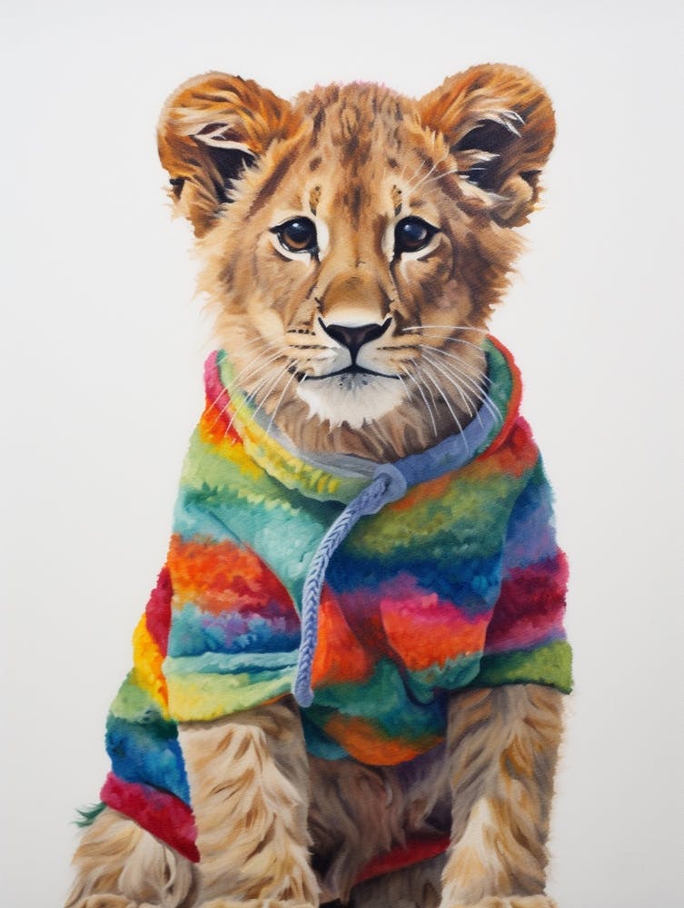 Bébé Lion Portant un Pull 3