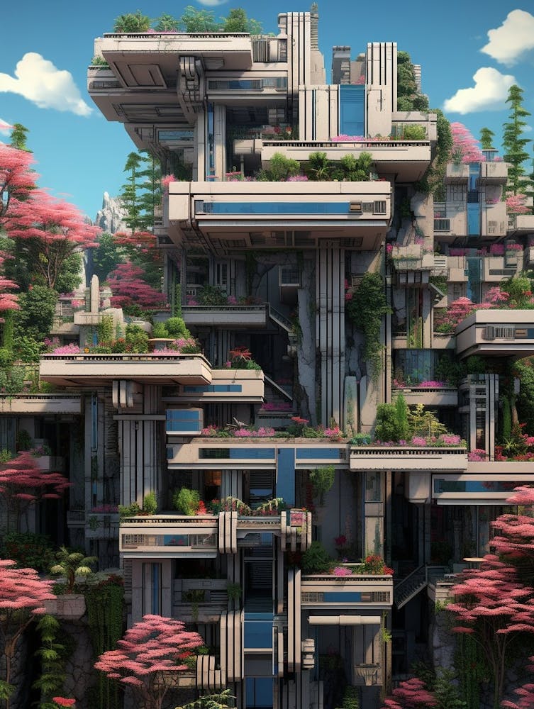 Brutalist Architecture Pixel Art 1