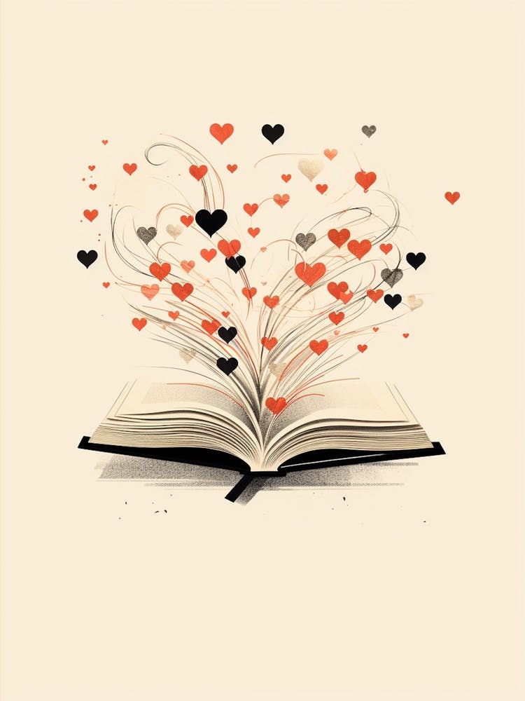 Black & Coral Open Book Heart 3