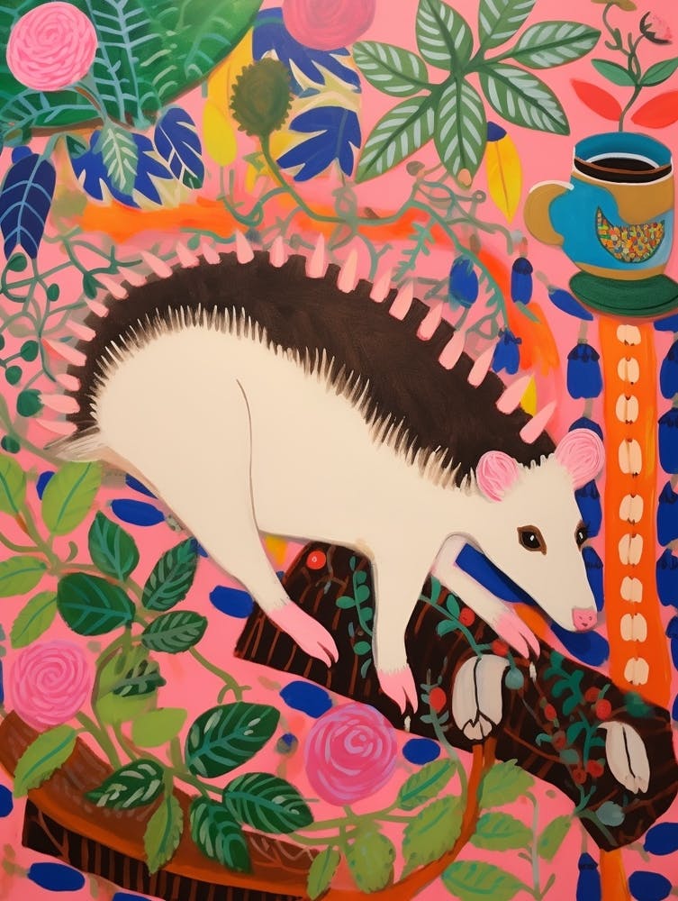 Maximalist Animal Painting Opossum 1
