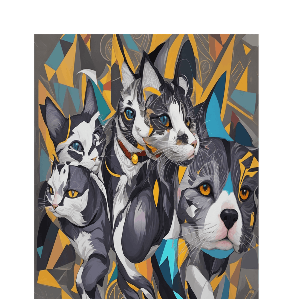 Cats On A Geometric Background