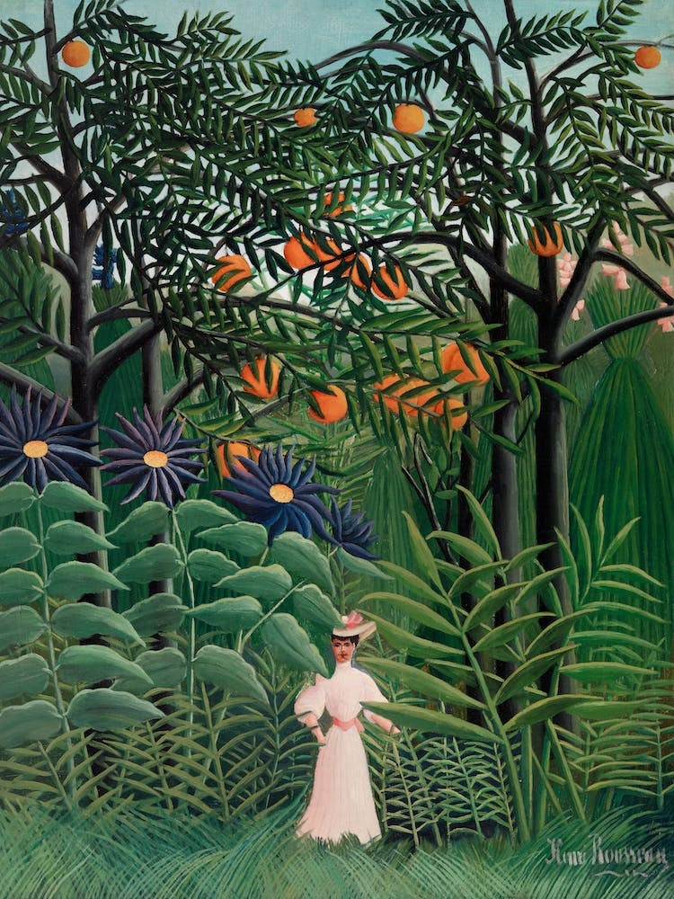 Woman Walking In An Exotic Forest, Henri Rousseau