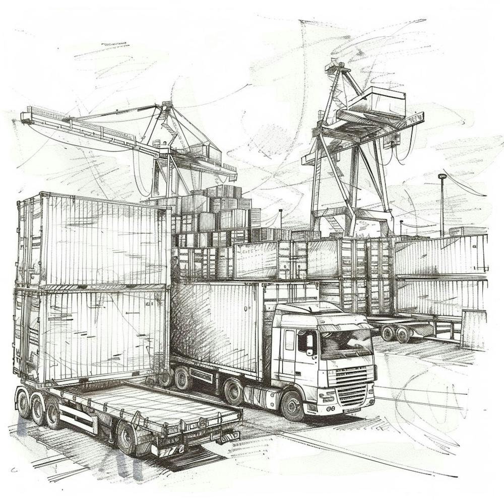 Sketch Of A Container Ship 1