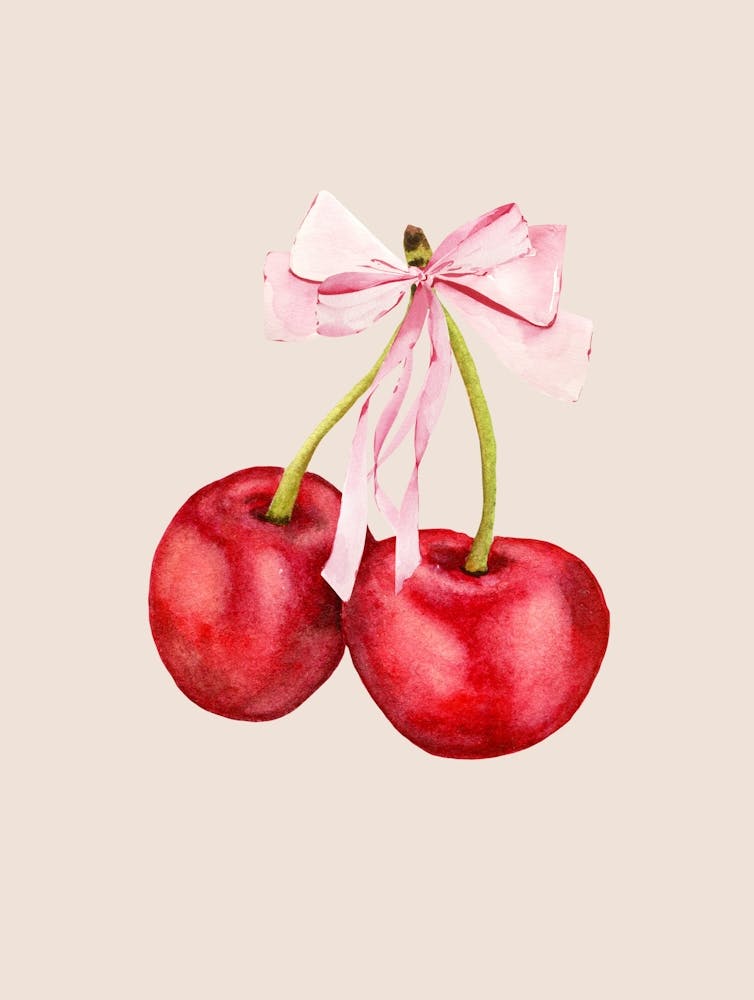 Coquette Cherries & Pink Bow - 2 - Neutral