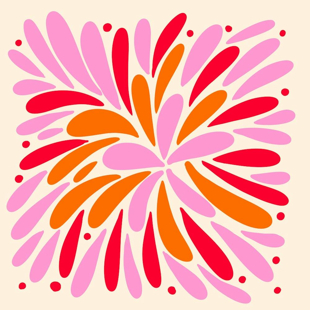 Floral Burst pink, red and orange