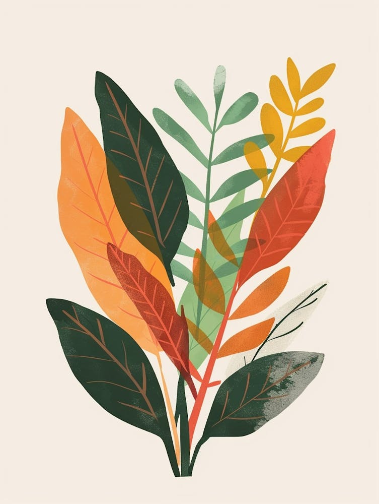 Croton Plant Minimalist Illustration 6