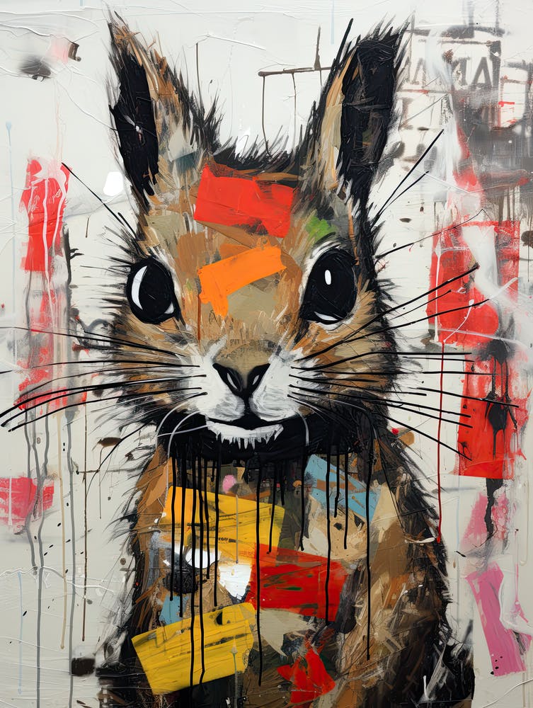 Graffiti Nocturne: Squirrel's Tale in Basquiat's style