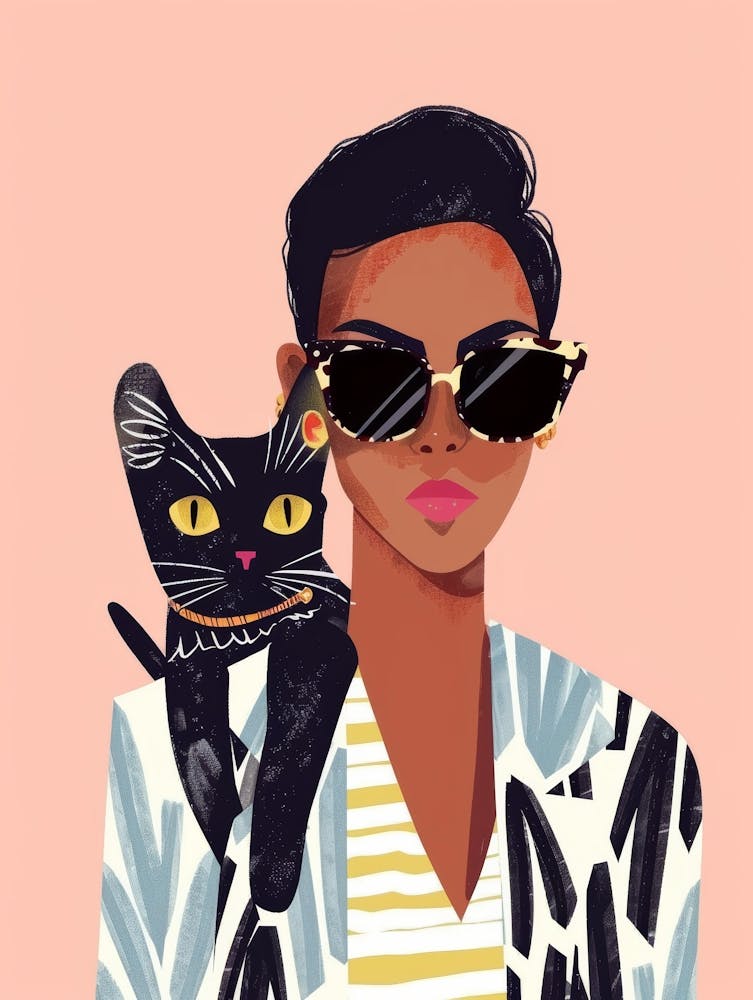 Black Woman With Cat 1