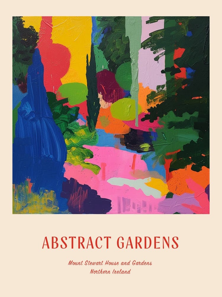 Colourful Gardens Mount Stewart House And Gardens Northern Ireland 2 Red Poster