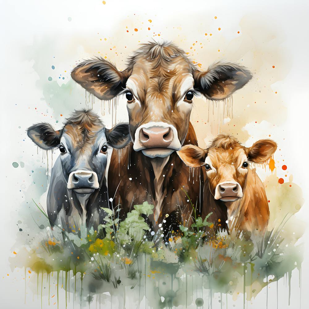 Farmyard Grace Watercolor Cow