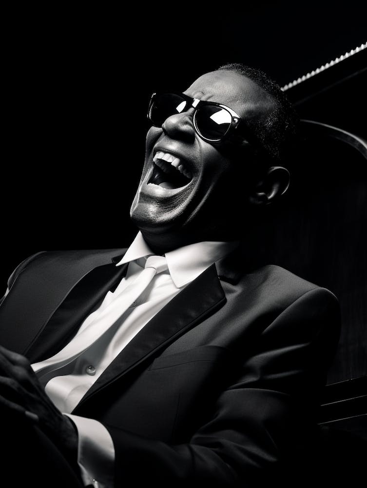Black And White Photograph Of Ray Charles